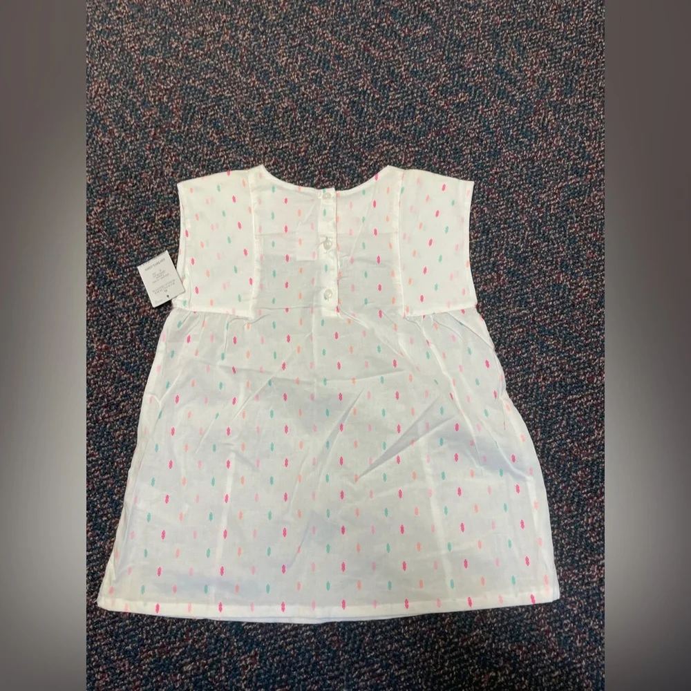 Carter's White Tunic Top with Pink & Aqua Embroidery